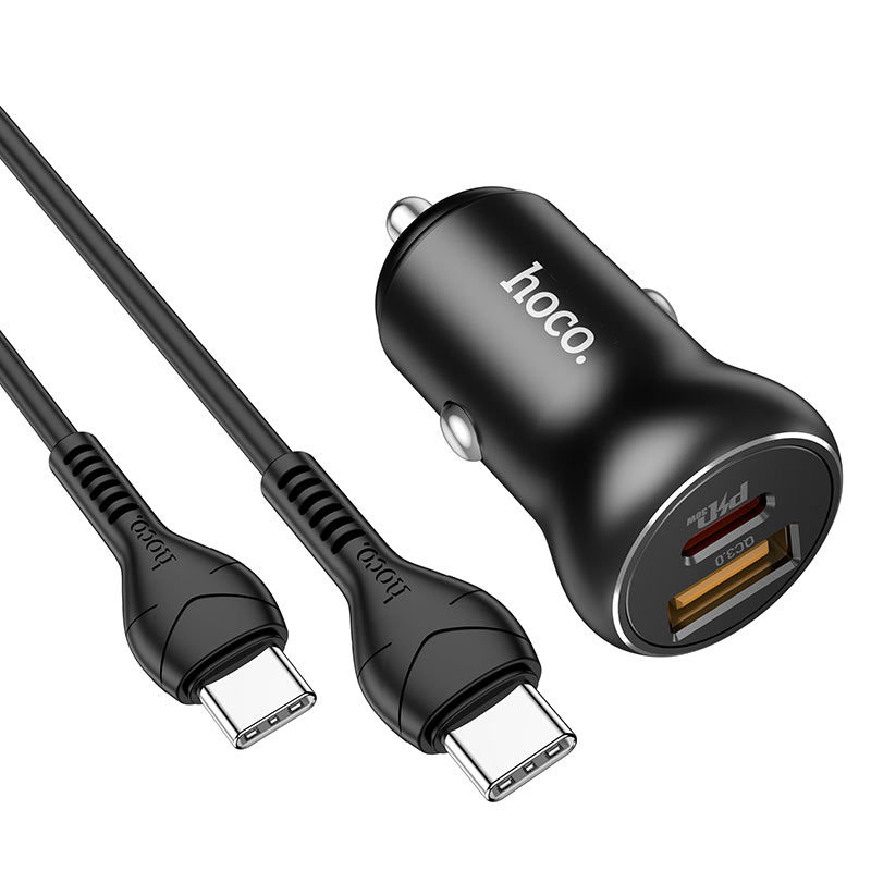 Hoco Car charger “NZ5 Smooth road” PD30W+QC3.0 set with type-C cable - Virk Tech Solutions