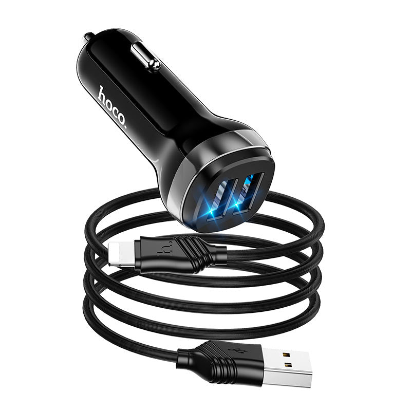 Hoco Car charger “Z40 Superior” dual port set with lightnning cable - Virk Tech Solutions