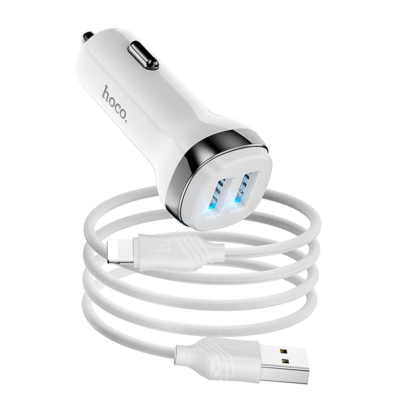 Hoco Car charger “Z40 Superior” dual port set with lightnning cable - Virk Tech Solutions