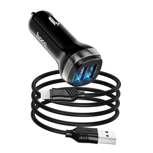 Hoco Car charger “Z40 Superior” dual port set with micro-USB cable - Virk Tech Solutions