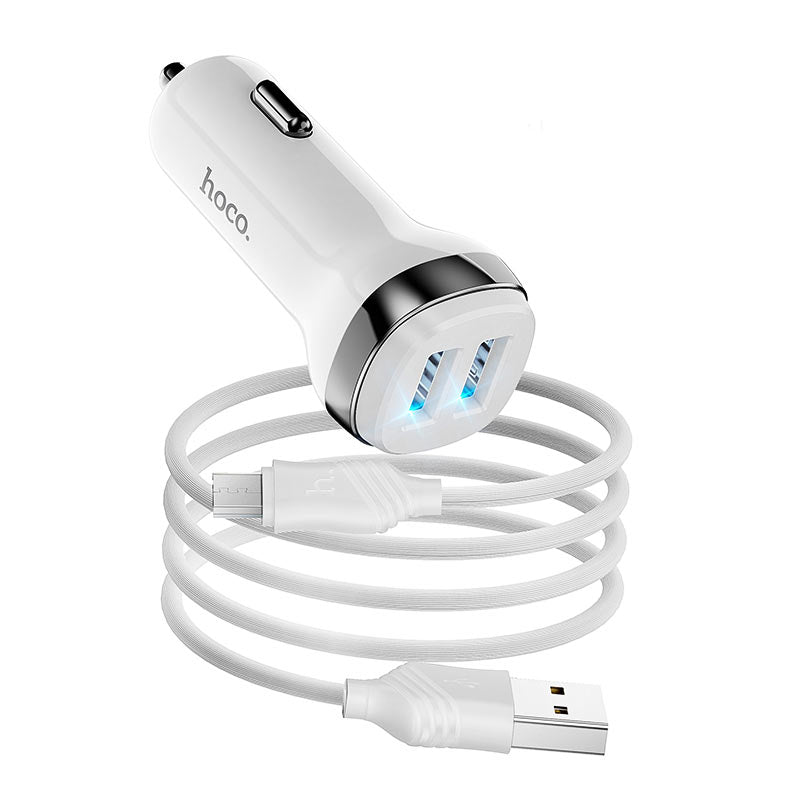 Hoco Car charger “Z40 Superior” dual port set with micro-USB cable - Virk Tech Solutions