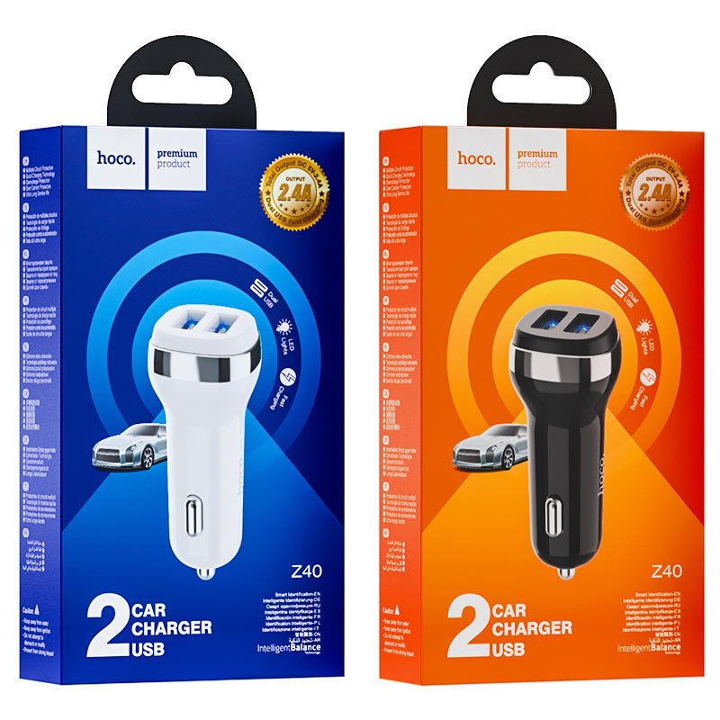 Hoco Car charger “Z40 Superior” dual port single charger - Virk Tech Solutions