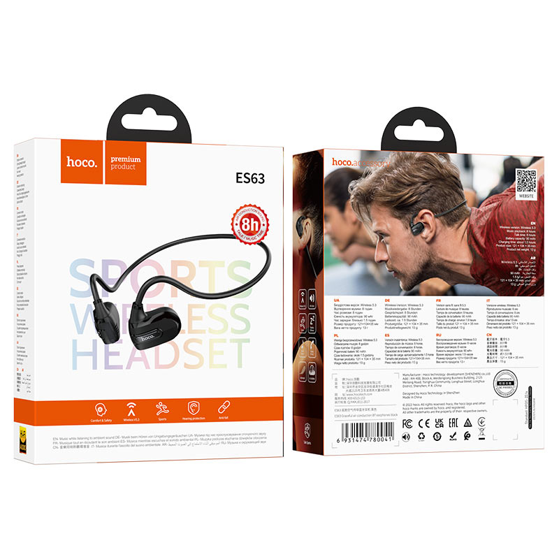 Wireless Round Neck Air Conduction BT Earphones For Sports