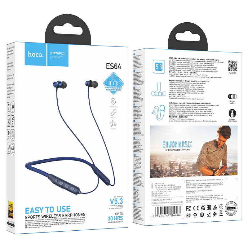 Wireless Sports Neck Band Earphones with Type-C Charging Port