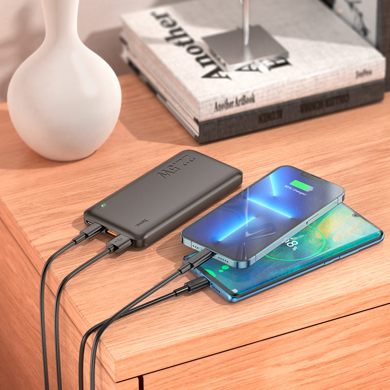 Super Fast 22.5W Ultra-Thin 10000mAh Power Bank with Dual USB and Type-C Ports