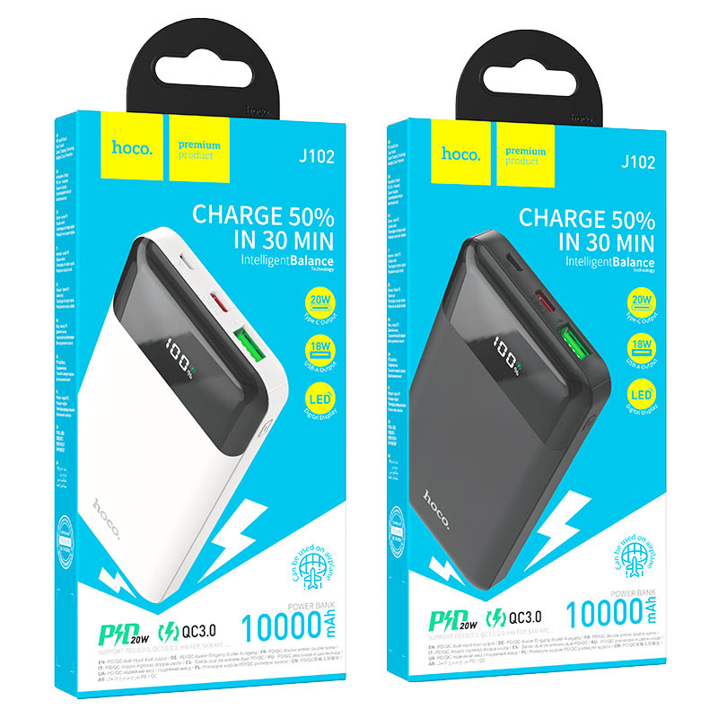 Fast Charging 10000mAH Battery Power Bank with Digital Display For Smartphones