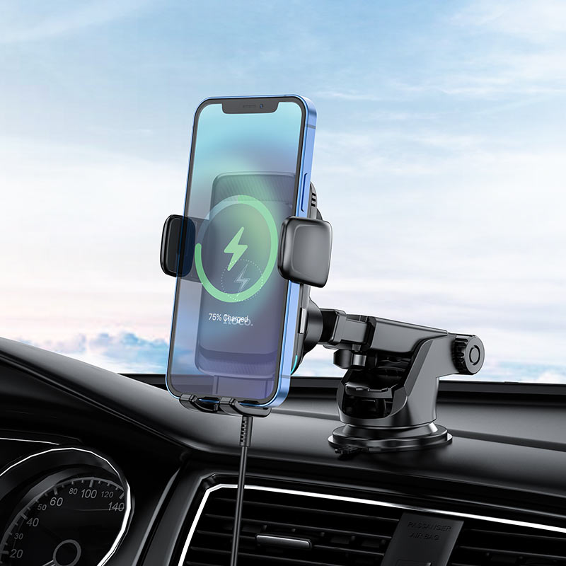 Universal Wireless Clamping Phone Holder with Fast Car Charging for all Phones