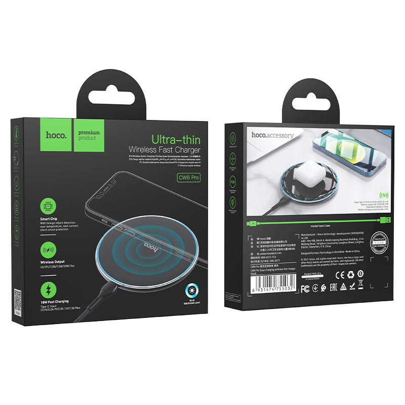 Hoco Wireless charger “CW6 Pro Easy” 15W - Virk Tech Solutions