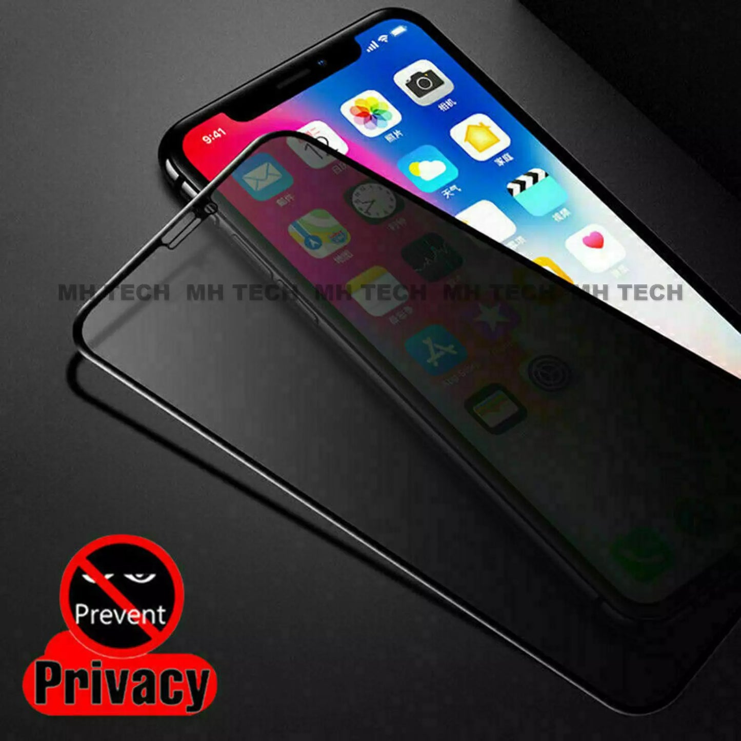 Privacy Tempered Glass Screen Protector iPhone X, XS, XR, XS Max