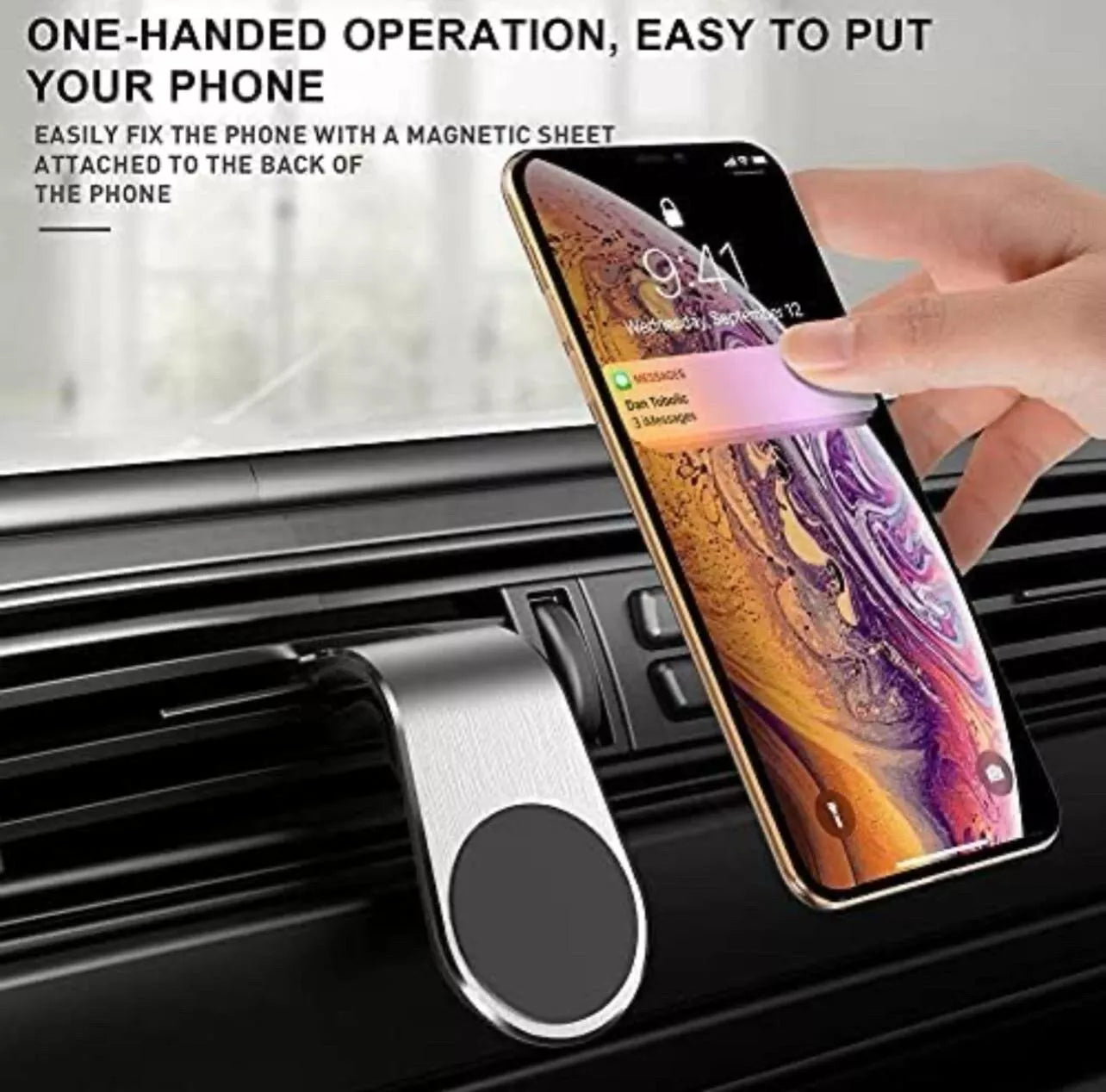 Magnetic L-shaped Car Phone Holder with 360-degree Rotation For all Phones