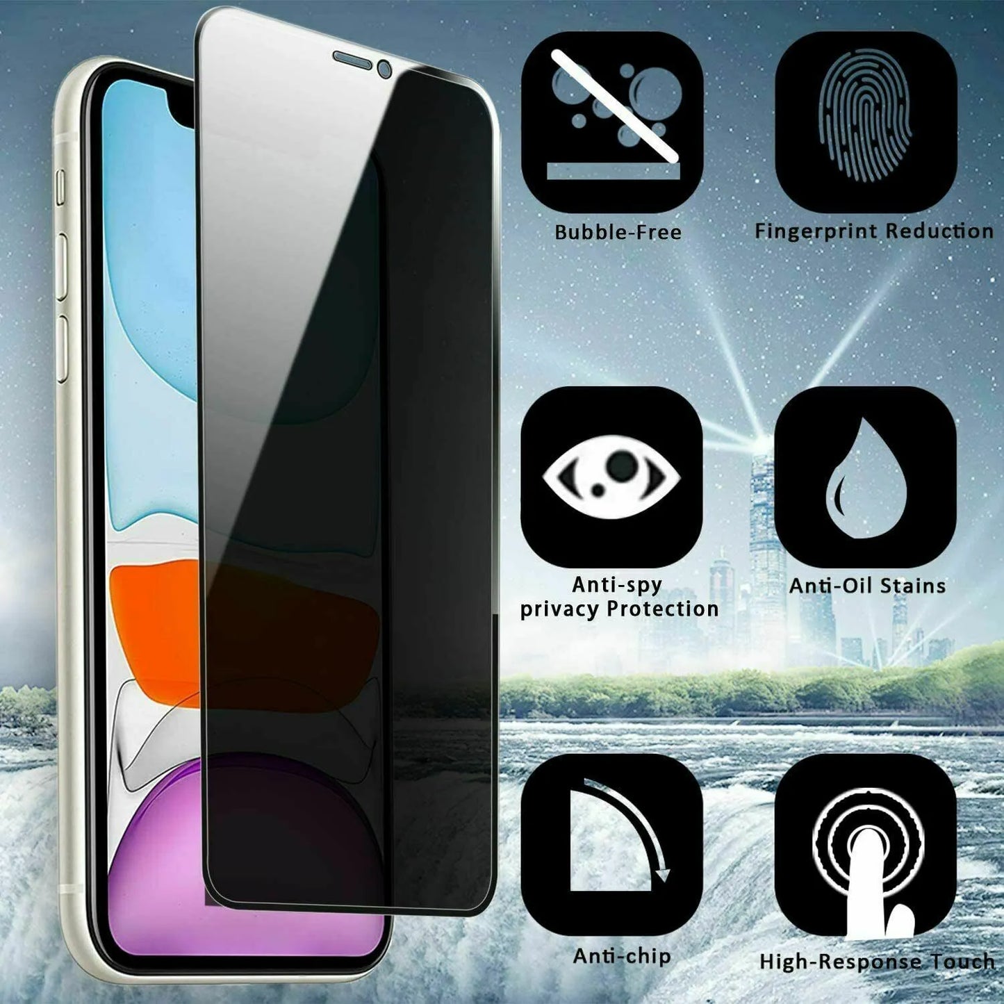 Privacy Tempered Glass Screen Protector iPhone X, XS, XR, XS Max