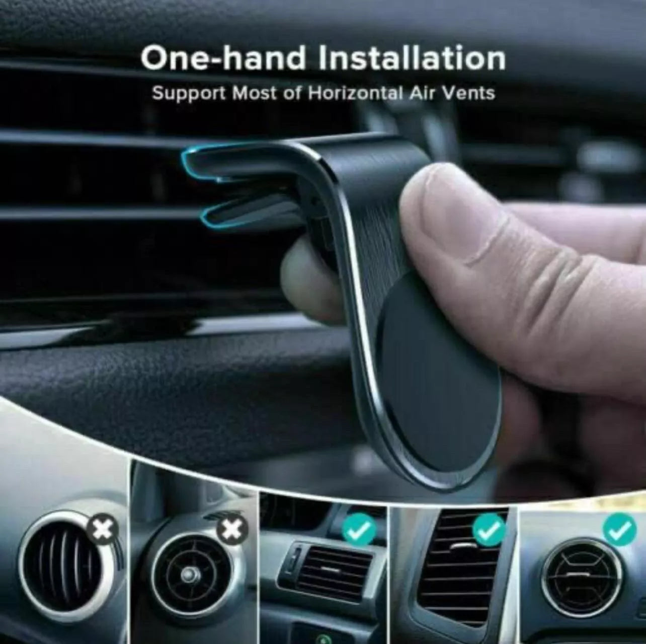 Magnetic L-shaped Car Phone Holder with 360-degree Rotation For all Phones