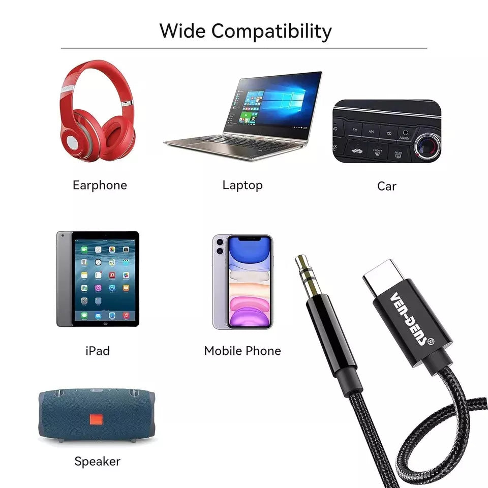 Type C To 3.5mm Jack AUX Adapter High Quality for Car & Music Streaming