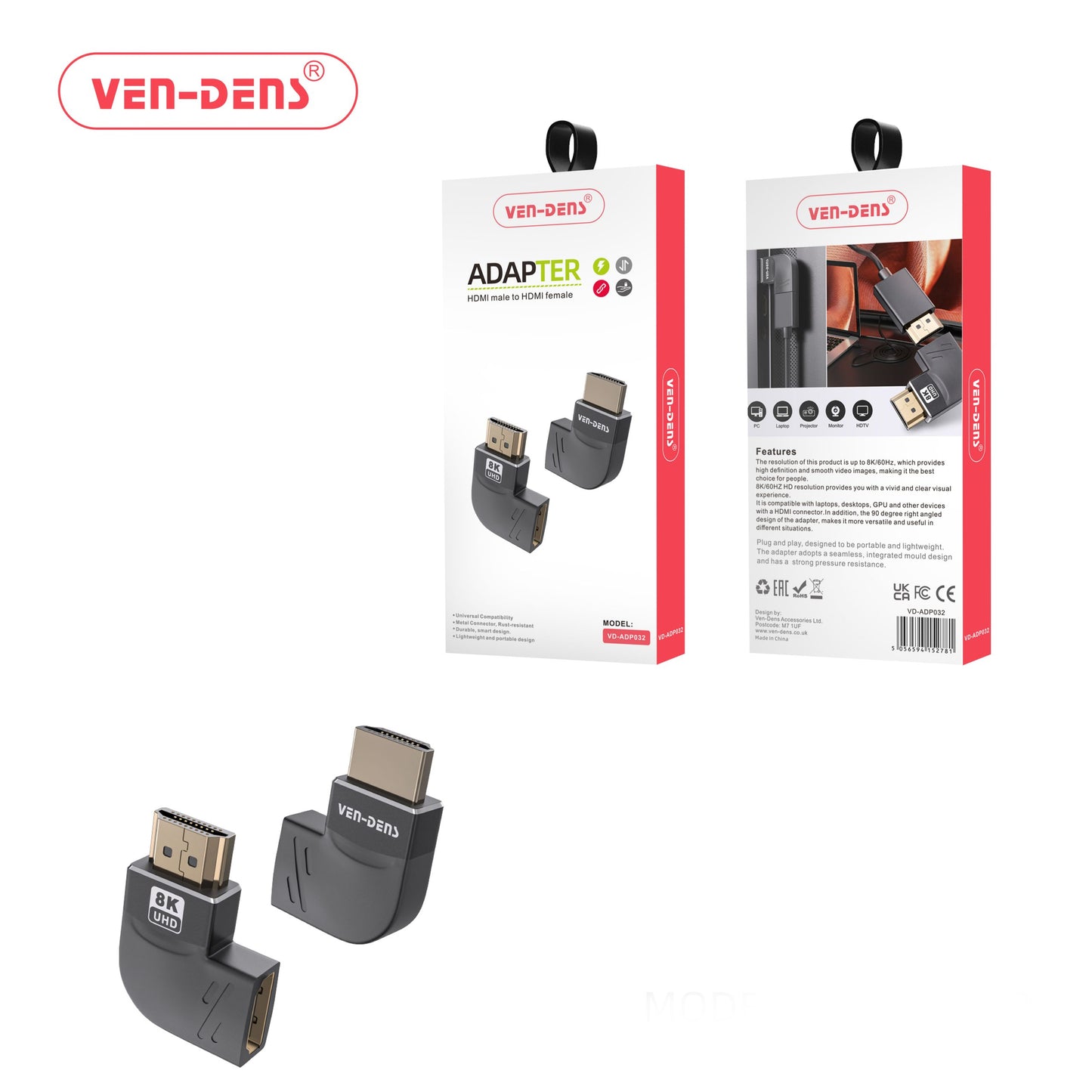 270 Degree HDMI Male to Female 8k Adapter High Speed for Extended Display